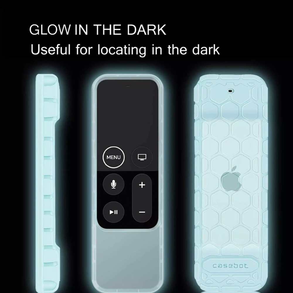 PrimeConnect Silicone Sleeve Siri Remote For Apple Tv , Black Glow In The Dark